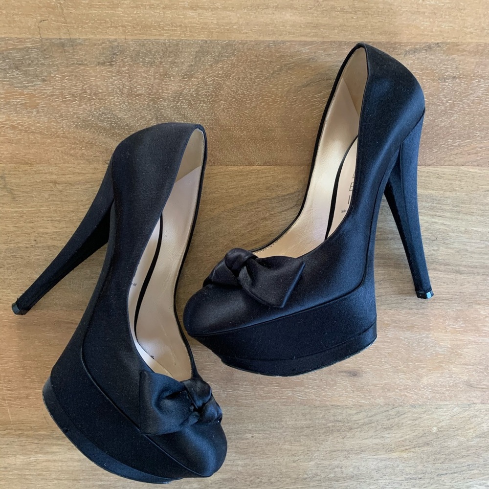 CASADEI Satin Front Bow Platforms